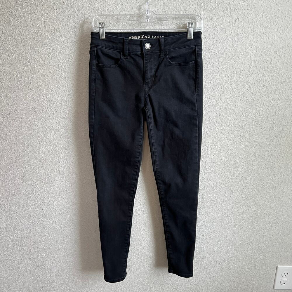 American Eagle Black Mid Rise Jegging Jeans Women's 4 Super Stretch Skinny